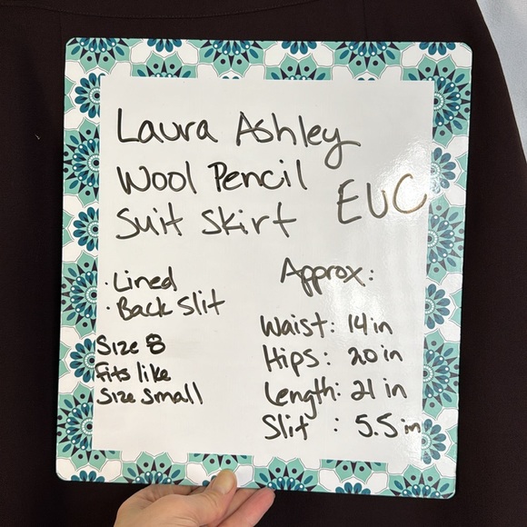 Laura Ashley Burgundy Wine Plum Wool Pencil Suit Skirt Size 8 Fits Small - Picture 3 of 8